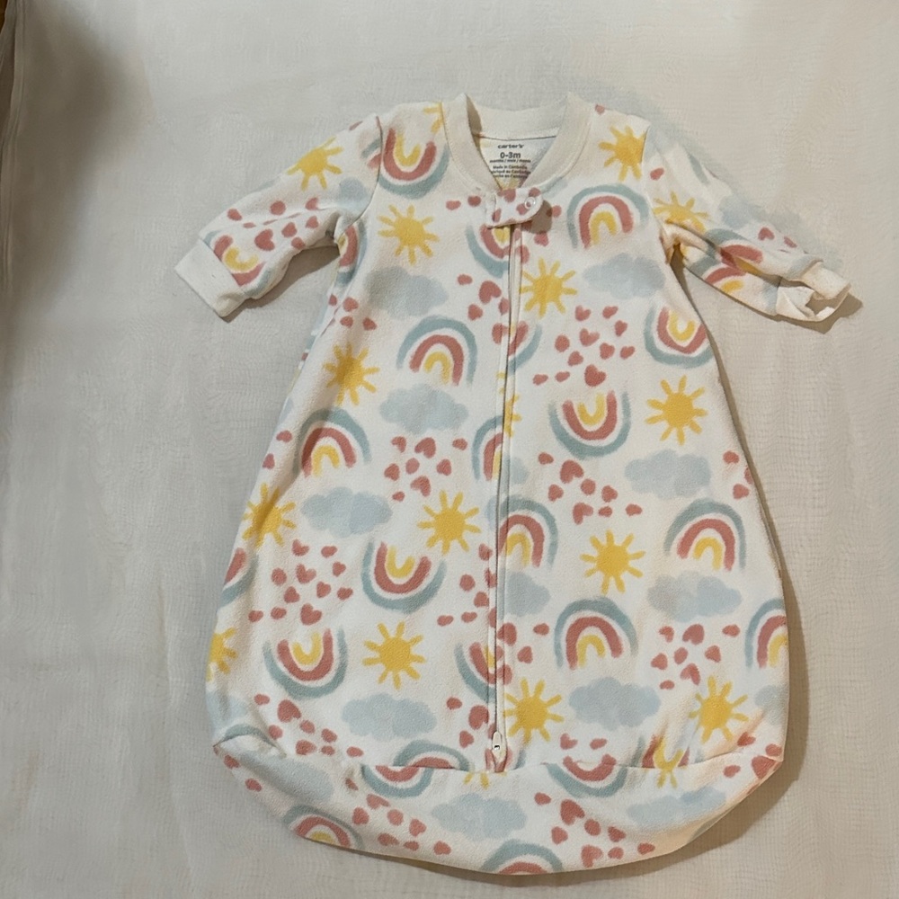 Carter's White Sleep Sack with Rainbows, Suns & Clouds